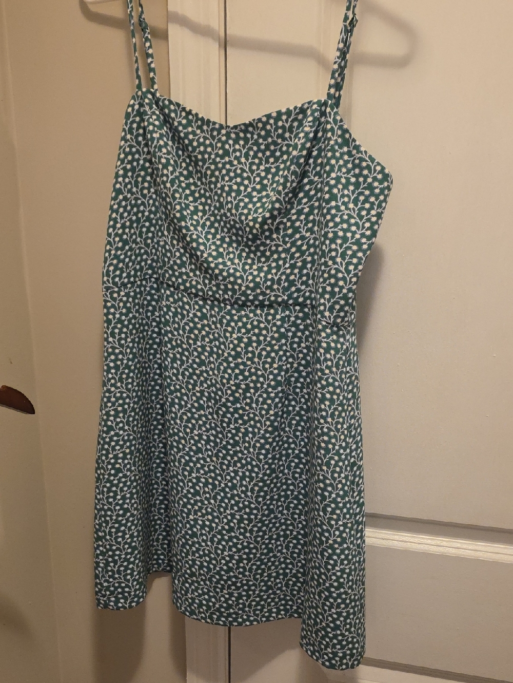 French Connection Teal & White Spaghetti-Strap Mini Dress